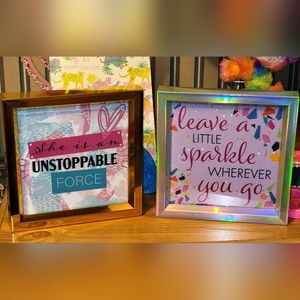 Set of 2 pieces- square framed wall art Home decor, for girls bedroom